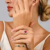 💖💎 ANILLO FLOR DEL AMOR BICOLOR MK 25